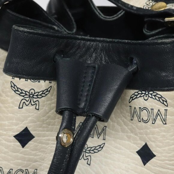 MCM Vicetos Logogram Shoulder Bag PVC Leather White Auth 114486 - Picture 10 of 16